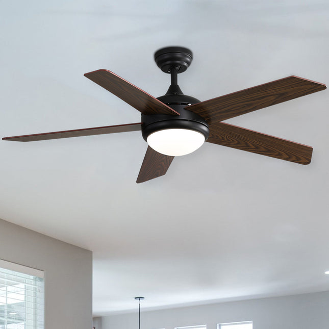 Rustic Wooden 52 Inch LED Ceiling Fan with LED Light Kit 5 Blades and Remote Control