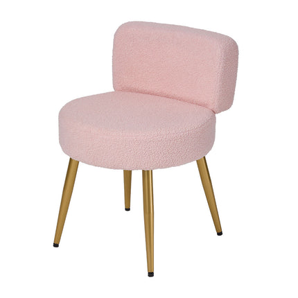 Teddy Fleece Upholstered Dressing Table Stool with Adjustable Feet