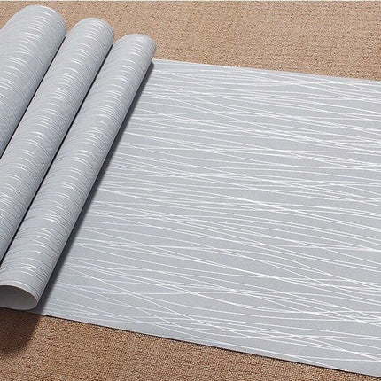 10M 3D Crushed Silk Striped Grey Silver Textured Wallpaper for Living Room