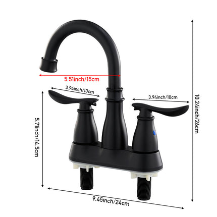 Double Handle Bathroom Sink Faucet with Drainer