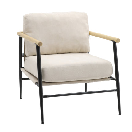 Linen Armchair with Thick Cushion
