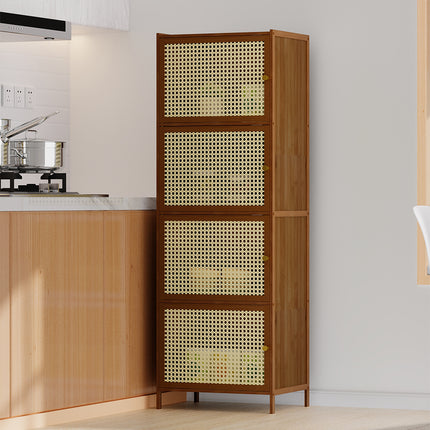 4-Tier Narrow Bookcase Storage Cabinet with Doors