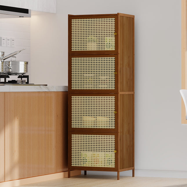 4-Tier Narrow Bookcase Storage Cabinet with Doors