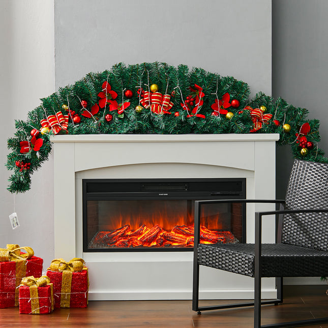 Rattan Christmas Wreath with LED Light and 180cm Christmas Cow Horn Shape Style A