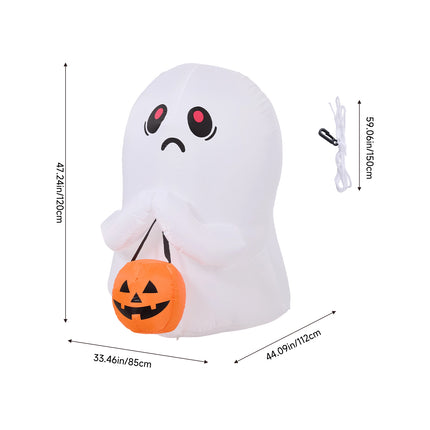 3FT Halloween Inflatable Ghost Holding Pumpkin Bucket with LED Lights