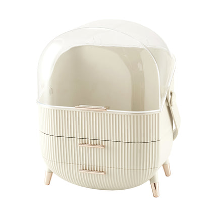 Countertop Portable Oval Makeup Storage Box with Transparent Cover