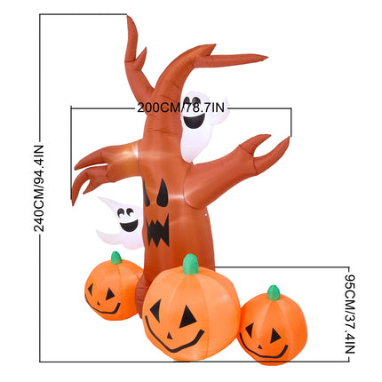 7FT Halloween Inflatable Dead Tree with Ghosts and Pumpkins