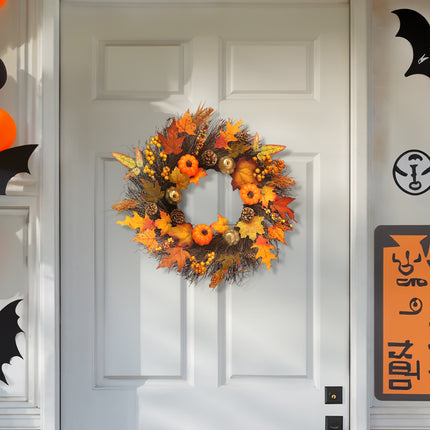 Artificial Autumn Halloween Prelit Wreath Thanksgiving Decorations