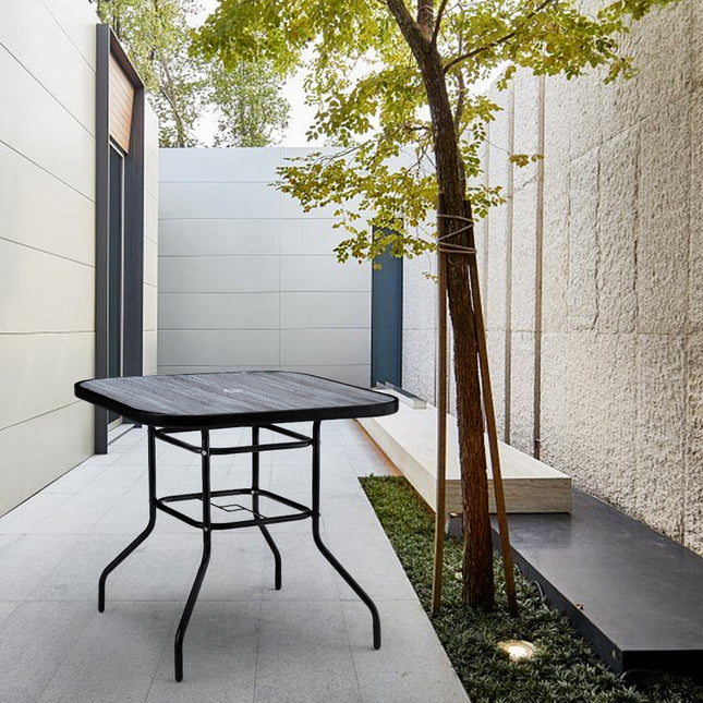 Outdoor Square Coffee Table 80x80cm with Glass Top