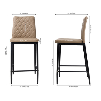 2PCS Upholstered Bar Stools with Backrest