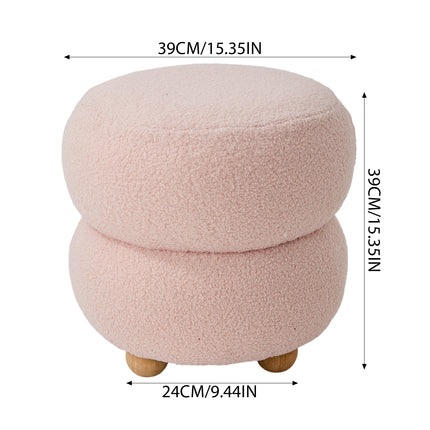 Round Teddy Fleece Upholstered Footstool