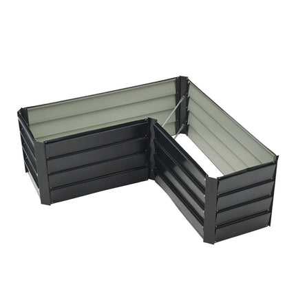 Outdoor Metal L-Shaped Raised Garden Bed
