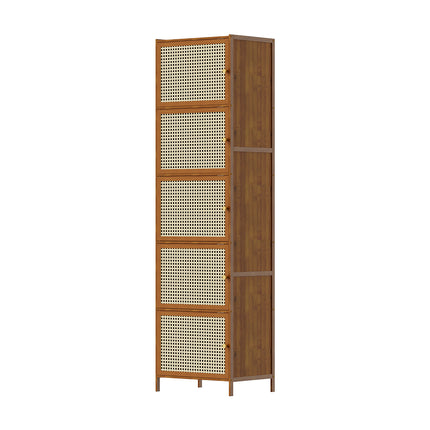 5-Tier Narrow Bookcase Storage Cabinet with Doors