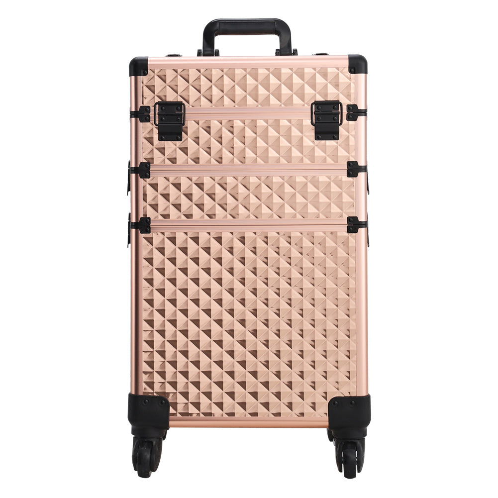 3 in 1 Portable Cosmetic Case With Telescopic Handle and Wheels