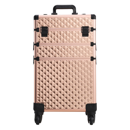3 in 1 Portable Cosmetic Case With Telescopic Handle and Wheels
