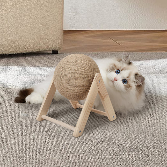Wooden Cat Scratching Ball Kitten Scratcher Pet Toy