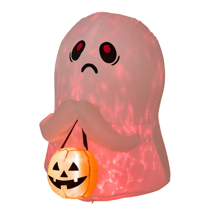 3FT Halloween Inflatable Ghost Holding Pumpkin Bucket with LED Lights