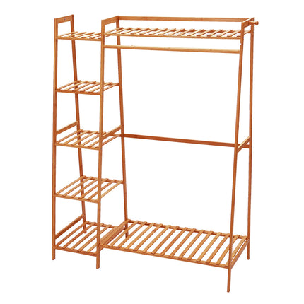 Bamboo Bedroom Garment Clothes Rack Brown 110cm