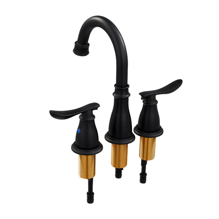 Double Handle Bathroom Sink Faucet with Drainer