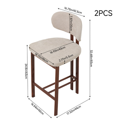 Set of 2 Chenille Upholstered Bar Stools
