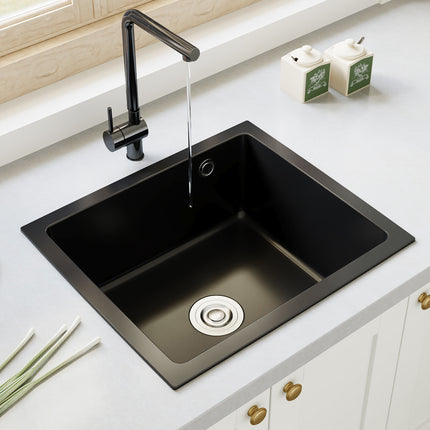 Single Bowl Kitchen Sink with Strainer Waste Kit