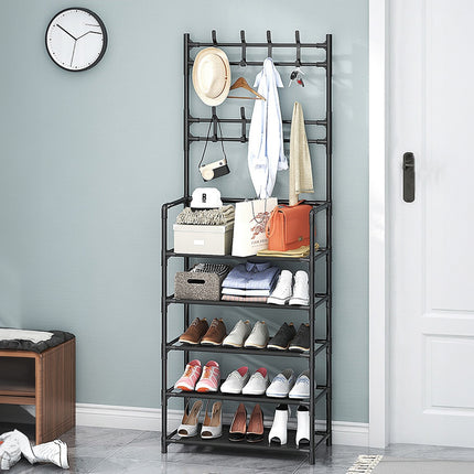 5-Tier Shoe Rack with Coat Hanger