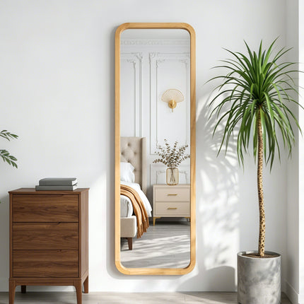 155cm Wooden Frame Full Length Mirror with Stand