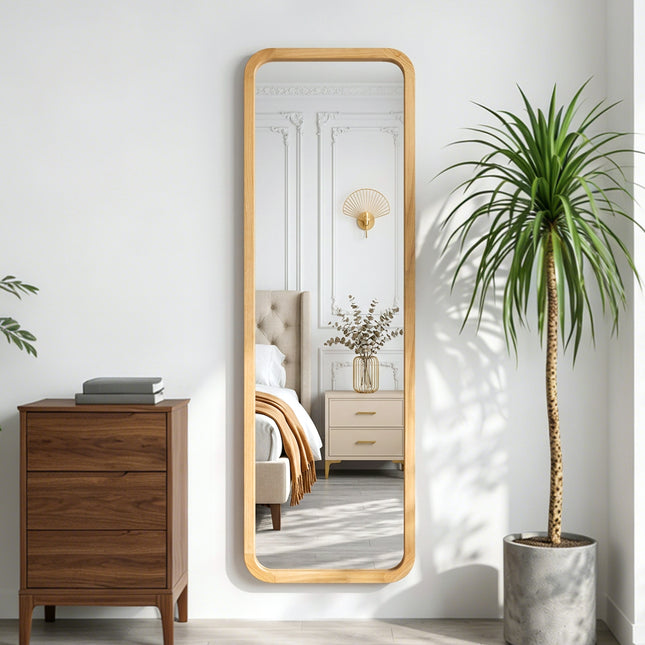155cm Wooden Frame Full Length Mirror with Stand