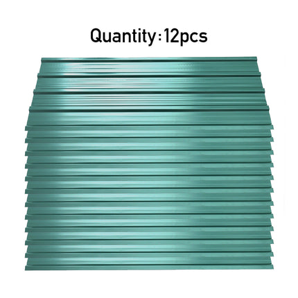 Set of 12 Steel Corrugated Panels Dark Green 45x115cm