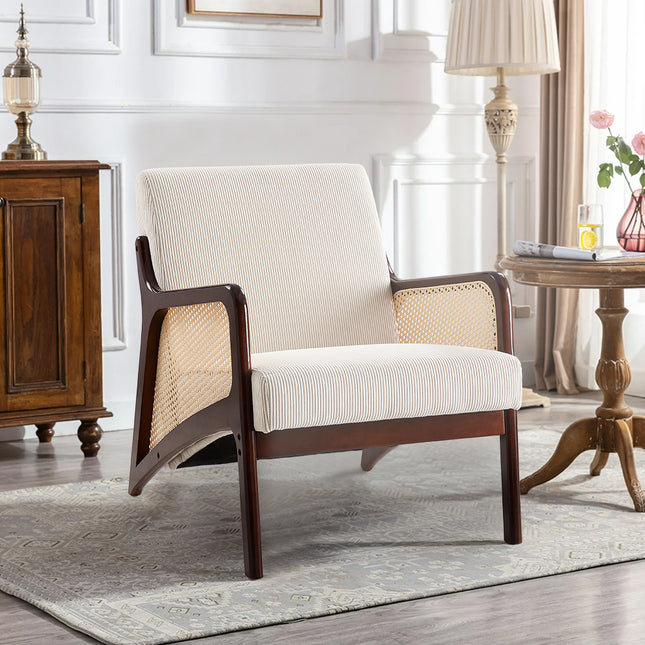Modern Corduroy Upholstered Accent Armchair