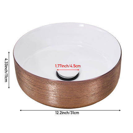 Round Ceramic Countertop Washbasin Vessel Sink