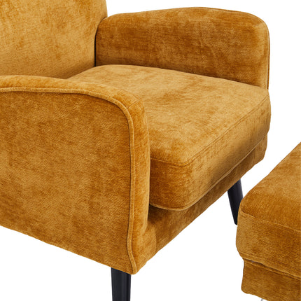 Yellow Chenille Leisure Chair with Footstool