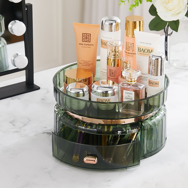360° Rotating Makeup Organizer with Drawer