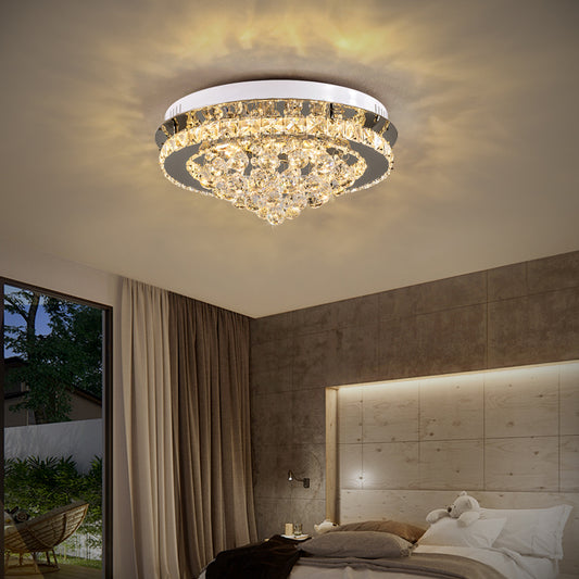 Modern Round LED Ceiling Light Crystal Chandelier Lamp, 40CM Dimmable