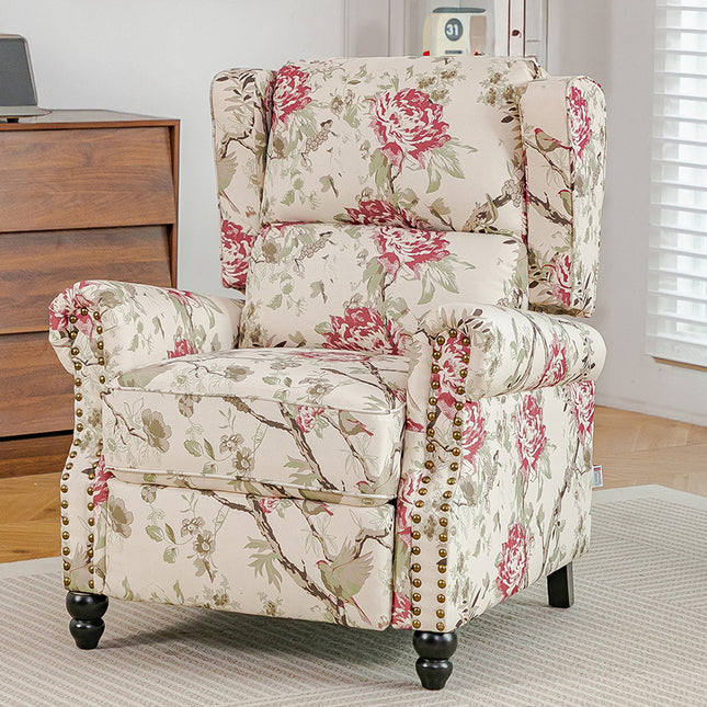 Fabric Upholstered Sofa Pushback Reclining Chair Armchair