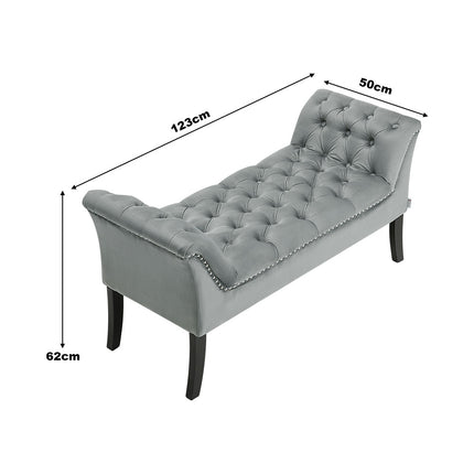 Grey Velvet Upholstered Bedroom Bench