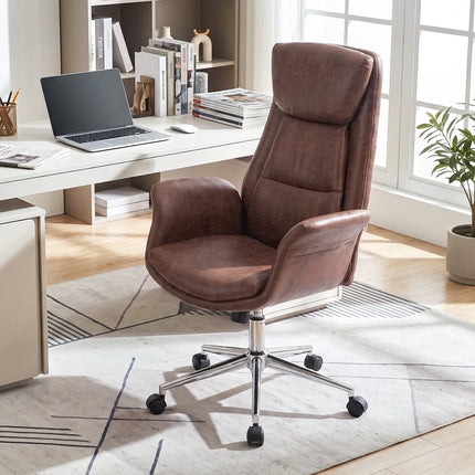 Adjustable High Back PU Office Chair with Armrests