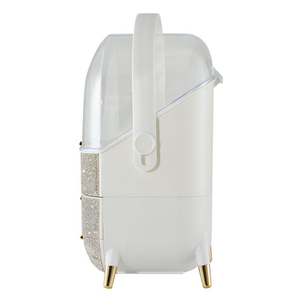 Countertop Portable Oval Makeup Storage Box with Transparent Cover