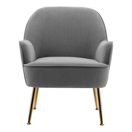 Contemporary Upholstered Comfy Armchair with Gold-Plated Feet