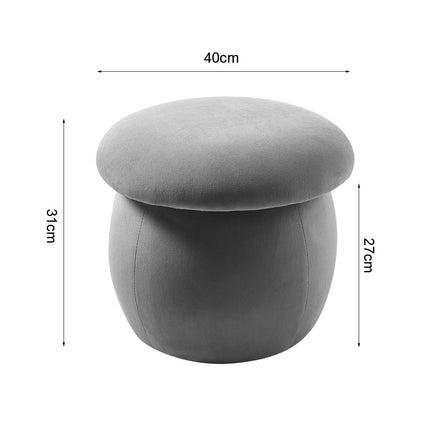 Velvet Mashroom Shape Pouffe Footstool  Grey