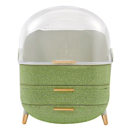 Countertop Portable Oval Makeup Storage Box with Transparent Cover