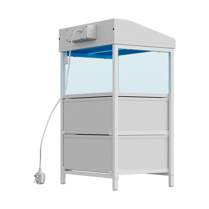 Nightstand Bedside Table with Charging Station and LED Lights