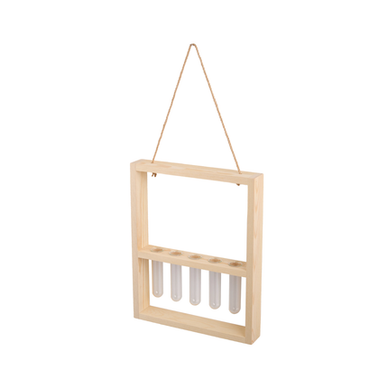 5-Tube Wall Hanging Plant Propagation Station with Wooden Frame