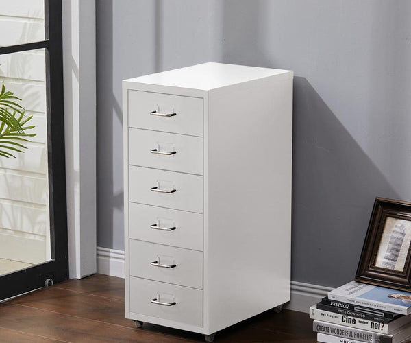 Office Rolling File Cabinet 6 Drawers Shelf Wheels