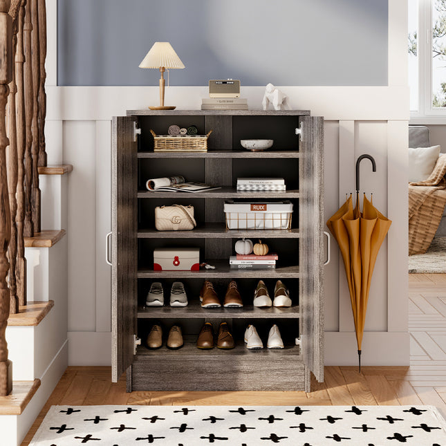 6 Tier Wood Grain Shoe Cabinet