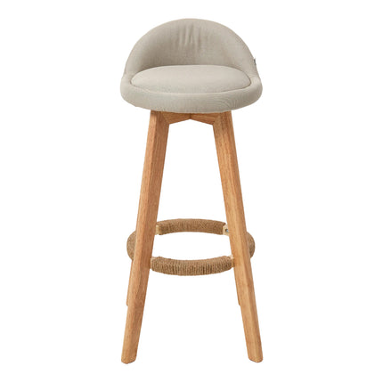Set of 2 Bar Stools with Low Backrest and Footrest