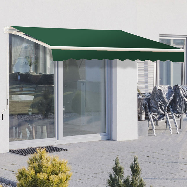 Outdoor Retractable DIY Manual Patio Awning Canopy Garden Shade Shelter, Green 200x150CM