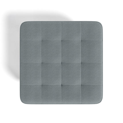 Grey Linen Fabric Padded Wooden Leg Footstool