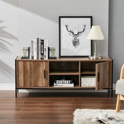 Brown Rustic Metal Frame TV Stand