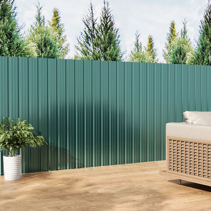 Set of 12 Steel Corrugated Panels Dark Green 45x115cm